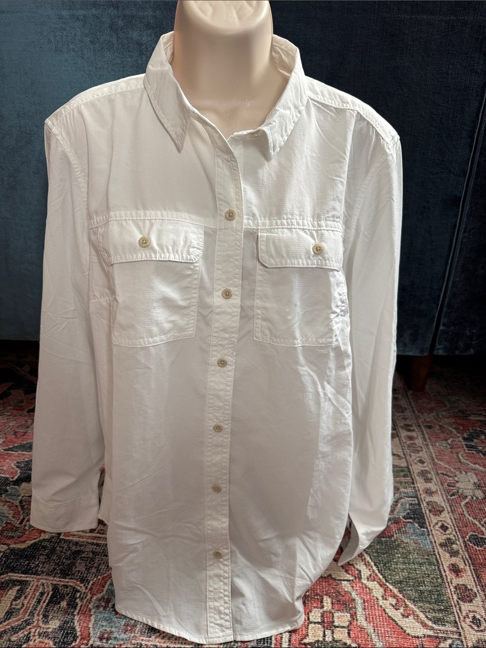 Eddie Bauer white ripstop sunshirt WM- NWT